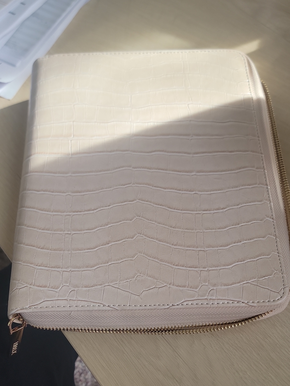 Kikki.K A5 Beige Croco Vegan Leather Zippered Planner